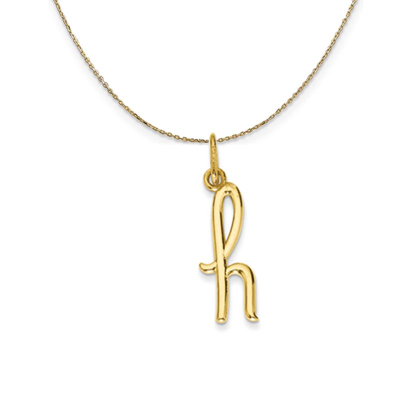 14k Yellow Gold, Claire Mini Lower Case Initial H Necklace - 24 Inch